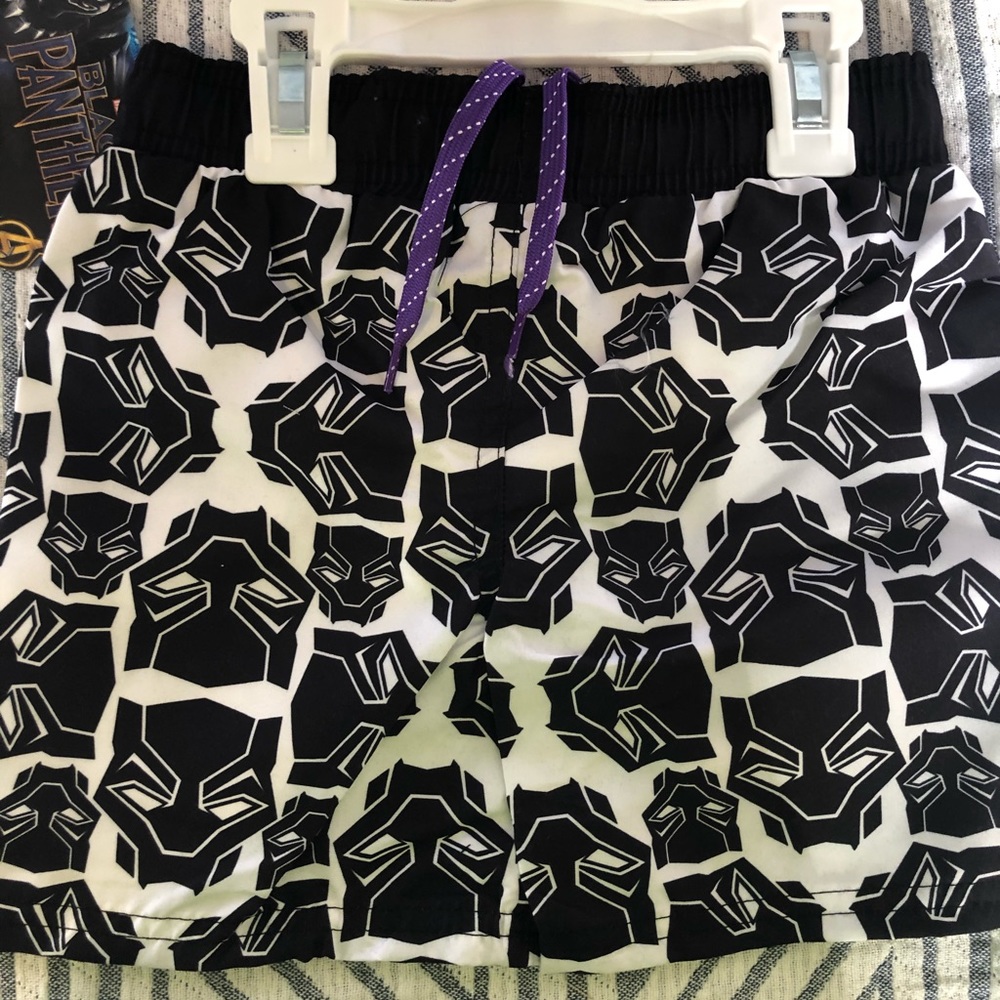 Boys black panther swim trunks